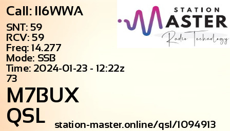 QSL Card for II6WWA
