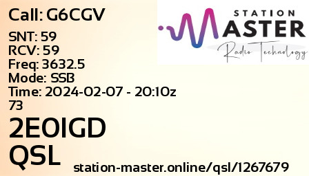 QSL Card for G6CGV
