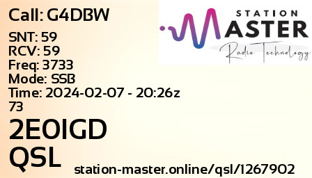 QSL Card for G4DBW