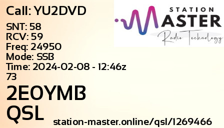 QSL Card for YU2DVD