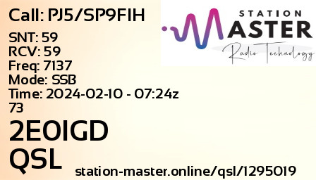 QSL Card for PJ5/SP9FIH