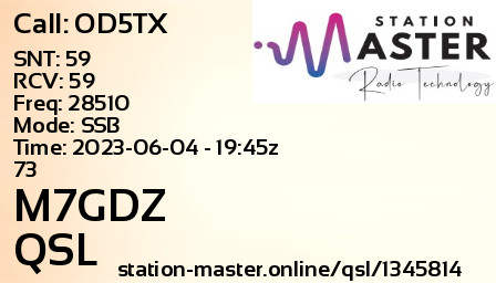 QSL Card for OD5TX