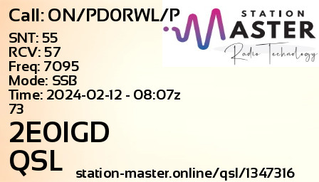 QSL Card for ON/PD0RWL/P