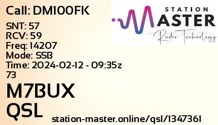 QSL Card for DM100FK