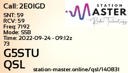 QSL Card for 2E0IGD