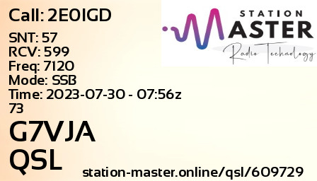QSL Card for 2E0IGD