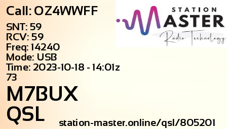 QSL Card for OZ4WWFF